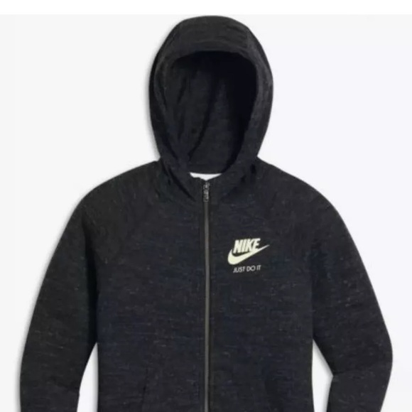 nike girls vintage zip gym hoodie charcoal grey large - Picture 3 of 10
